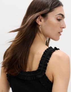 Cotton Rich Ribbed Ruffle Mini Slip Dress