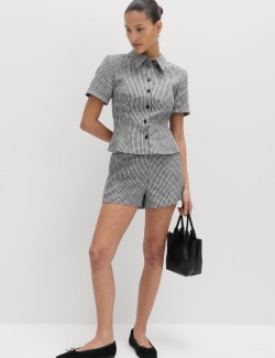 Pure Linen Checked Shorts
