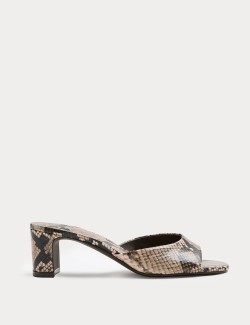Snake Print Block Heel Mules