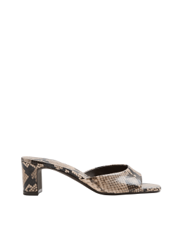 Snake Print Block Heel Mules