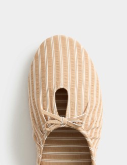 Striped Bow Mule Slippers