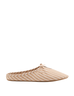Striped Bow Mule Slippers
