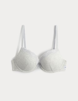 Juni Cotton Rib Wired Push-Up Plunge Bra (A-E)