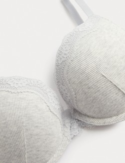 Juni Cotton Rib Wired Push-Up Plunge Bra (A-E)