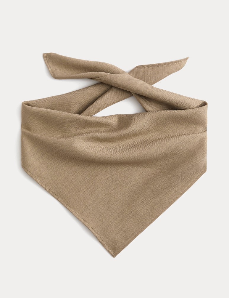 Linen Blend Herringbone Bandana Scarf