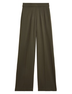 Žerzejové kalhoty s širokými nohavicemi, se strečem