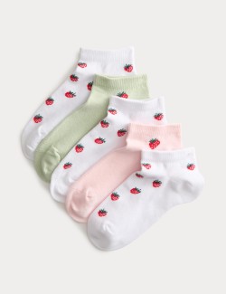 Krátké ponožky Trainer Liners™ s jahodami a vysokým podílem bavlny, 5 párů v balení (6 malé – 7 velké)