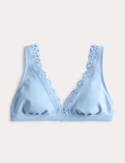 Broderie Trim Sculpt Padded Plunge Bikini Top