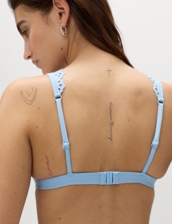 Broderie Trim Sculpt Padded Plunge Bikini Top