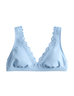 Broderie Trim Sculpt Padded Plunge Bikini Top