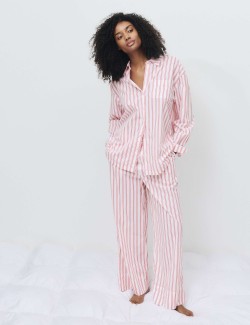 Pure Cotton Striped Wide Leg Pyjama Bottoms