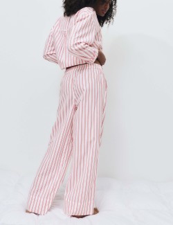 Pure Cotton Striped Wide Leg Pyjama Bottoms