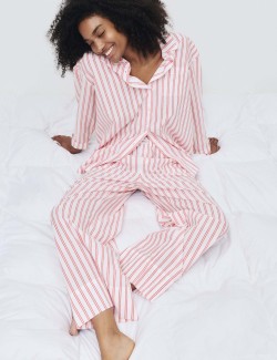 Pure Cotton Striped Wide Leg Pyjama Bottoms