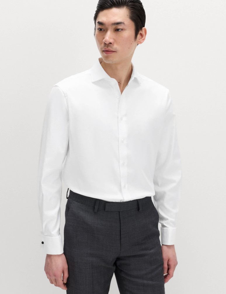 Regular Fit Luxury Cotton Double Cuff Twill Shirt