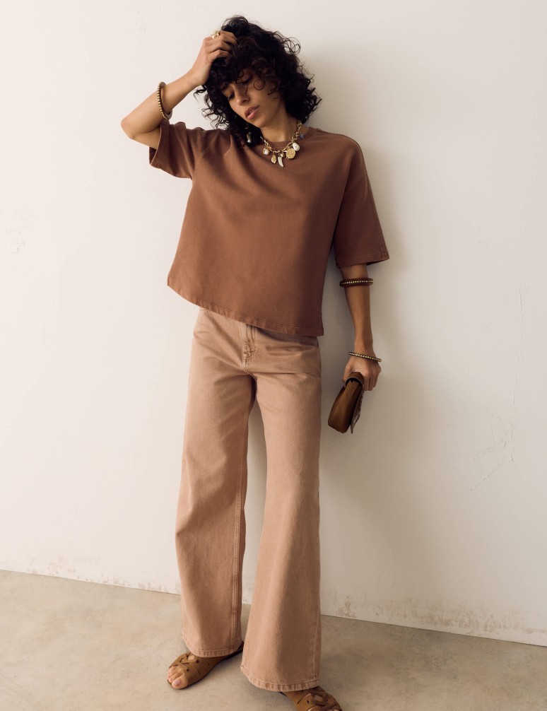 Pure Cotton Crew Neck Boxy Sweatshirt