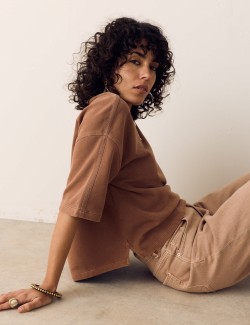 Pure Cotton Crew Neck Boxy Sweatshirt