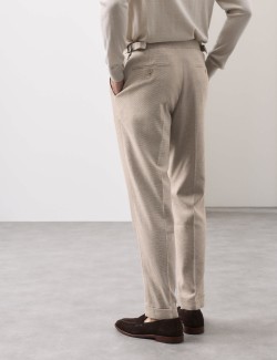 Tapered Fit Cotton Linen Blend Trousers