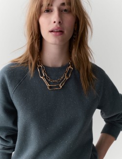Cotton Rich Fleck Crew Neck Sweatshirt
