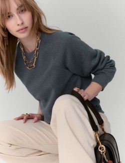 Cotton Rich Fleck Crew Neck Sweatshirt