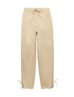 Cotton Rich Tie Hem Barrel Leg Trousers