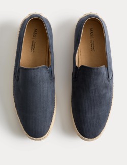 Textured Canvas Jute Rimmed Espadrilles
