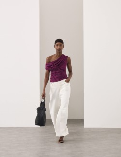 Lyocell Rich Draped Bardot Top