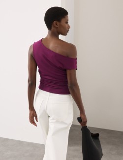 Lyocell Rich Draped Bardot Top