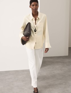 Pure Linen Contrast Button Shirt