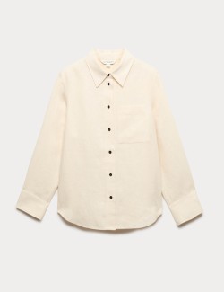 Pure Linen Contrast Button Shirt