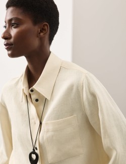 Pure Linen Contrast Button Shirt