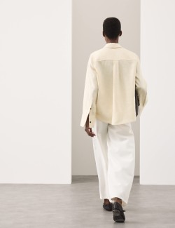Pure Linen Contrast Button Shirt