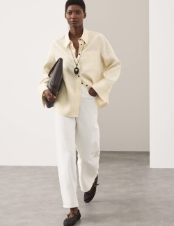 Pure Linen Contrast Button Shirt