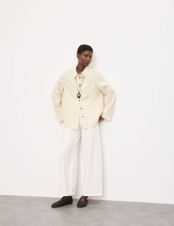 Pure Linen Contrast Button Shirt