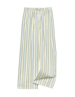 Wide Leg Pure Cotton Poplin Striped Trousers (6-16 Years)