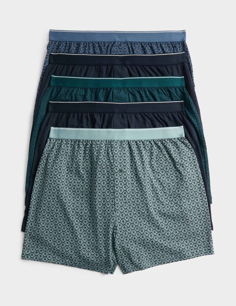 Boxerky s geometrickým vzorem ze 100% bavlny s technologií Cool & Fresh™, 5 ks