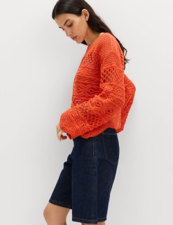 Cotton Rich Textured Cropped Jumper