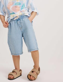Pure Cotton Light Wash Denim Shorts (2-8 Yrs)