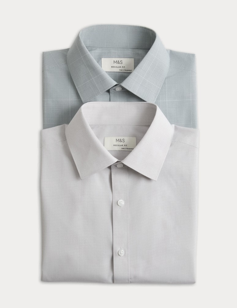 2pk Regular Fit Easy Iron Check Shirts