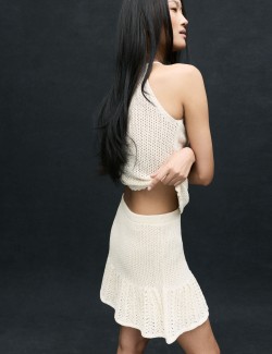 Cotton Blend Pointelle Knitted Vest