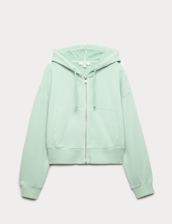 Pure Cotton Garment Dye Zip Up Hoodie