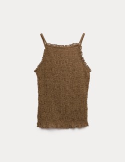 Cotton Rich Textured Square Neck Cami Top