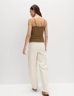 Cotton Rich Textured Square Neck Cami Top