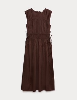Pure Cotton Midi Waisted Dress