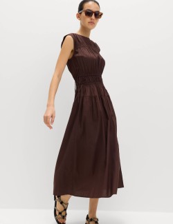 Pure Cotton Midi Waisted Dress