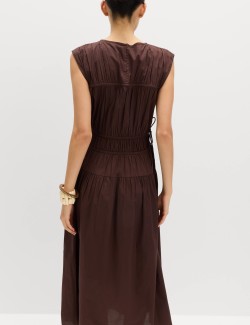 Pure Cotton Midi Waisted Dress