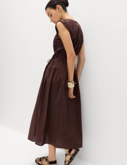 Pure Cotton Midi Waisted Dress