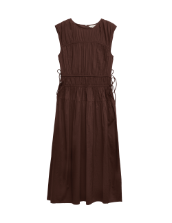 Pure Cotton Midi Waisted Dress