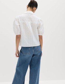 Pure Cotton Embroidered Button Through Shirt
