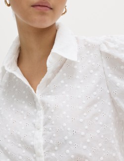 Pure Cotton Embroidered Button Through Shirt
