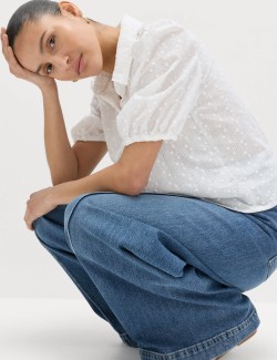 Pure Cotton Embroidered Button Through Shirt